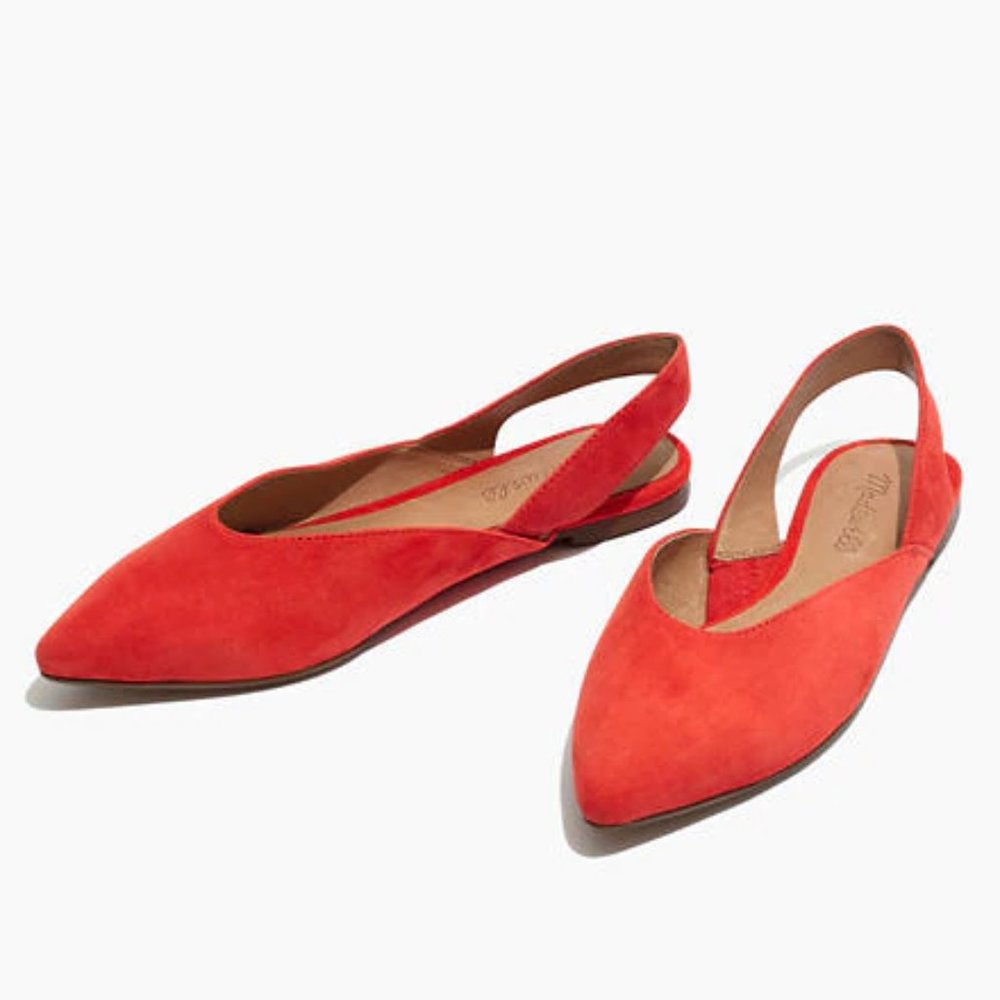 Madewell Ava Slingback Flats Suede Red